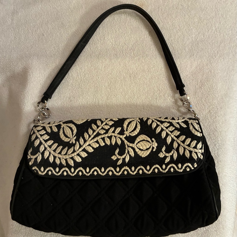 Vera Bradley Juliet Gala Quilted Embroidered Baguette Shoulder Bag Microfiber